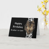 Happy Birthday Brother-in-Law Wild Grey Wolf Head Kaart (Gele Bloem)