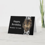 Happy Birthday Brother-in-Law Wild Grey Wolf Head Kaart<br><div class="desc">Happy Birthday Custom Name Wild Grey Wolf Head</div>