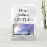 Happy Birthday Brother Kaart<br><div class="desc">Digitaal kunstzeilschip.</div>