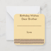 Happy Birthday Brother note card Notitiekaartje (Achterkant)