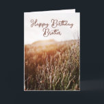 Happy Birthday Brother - Rustieke Kaart<br><div class="desc">Aangepaste verjaardagskaart met rustieke zonsondergang foto met "Happy Birthday Brother" in script typografie. Gekleurd interieur en achterkant. Ook beschikbaar voor Instant Download om gemakkelijk te delen met vrienden en familie.</div>