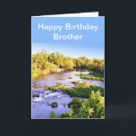Happy Birthday Brother Shoal Creek Missouri Kaart<br><div class="desc">Hier is de perfecte verjaardagskaart voor die speciale man die van natuur of vissen houdt. Deze kaart is ontworpen op basis van een foto die ik nam van Shoal Creek in Wildcat Park in SW Joplin, Missouri De kaart heeft een binnenste groet, die je kunt wijzigen in je eigen tekst....</div>