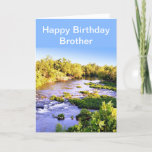 Happy Birthday Brother Shoal Creek Missouri Kaart<br><div class="desc">Hier is de perfecte verjaardagskaart voor die speciale man die van natuur of vissen houdt. Deze kaart is ontworpen op basis van een foto die ik nam van Shoal Creek in Wildcat Park in SW Joplin, Missouri De kaart heeft een binnenste groet, die je kunt wijzigen in je eigen tekst....</div>