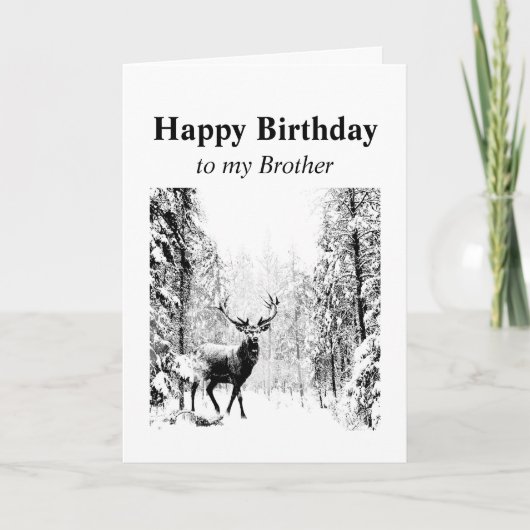 Happy Birthday Brother Vintage Stag, Deer Kaart (Voorkant)