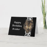 Happy Birthday Brother Wild Gray Wolf Head Kaart<br><div class="desc">Happy Birthday Eigen naam Wild Gray Wolf Head</div>