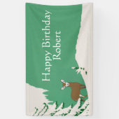 Happy Birthday Brown Deer Pine Tree Snow Green Spandoek (Verticaal)