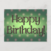 Happy Birthday Brown Polka Dot Text Green Bkgrd Briefkaart (Voorkant)