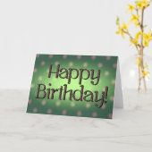 Happy Birthday Brown Polka Dot Text Green Bkgrd Kaart (Gele Bloem)