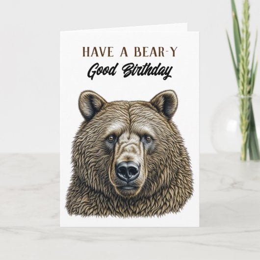 Happy Birthday Bruin Beer thema Kaart (Voorkant)