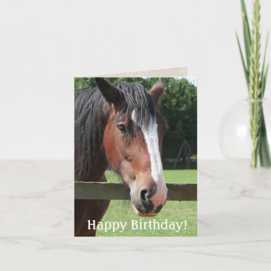 Happy Birthday Bruin Paard Paardrijden Kaart (Voorkant)