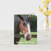 Happy Birthday Bruin Paard Paardrijden Kaart (Gele Bloem)