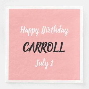 Happy Birthday Brushstroke Script Roze Servet