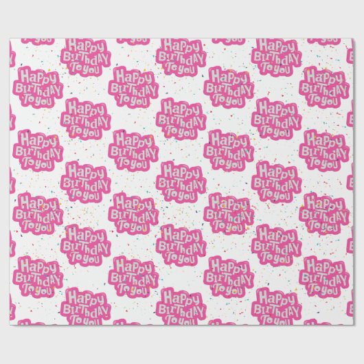 Happy Birthday Bubble Tekst Cadeaupapier (Vlak)