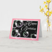 Happy Birthday Bubbles - Roze Wenskaart Kaart (Gele Bloem)