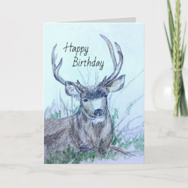 Happy Birthday Buck Deer Animal Wildlife Kaart