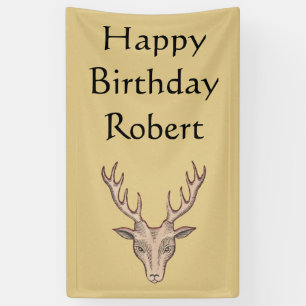 Happy Birthday Buck Deer Head Antlers Tan Spandoek