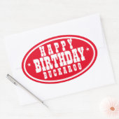 Happy Birthday Buckaroo Red Ovale Sticker (Envelop)
