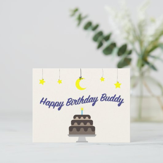 Happy Birthday Buddy briefkaart van Syahikmah (Staand voorkant)