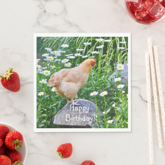 Happy Birthday Buff Orpington Chicken Servet (Insitu)