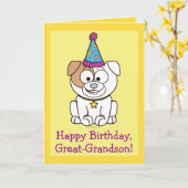 Happy Birthday Bulldog: achterkleinzoon Kaart (Gele Bloem)