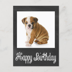 Happy Birthday Bulldog Puppy Chalkboard Briefkaart