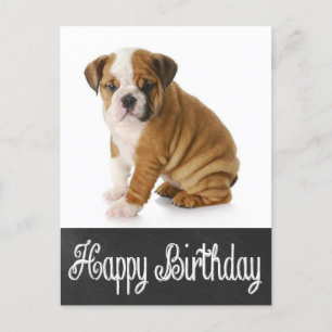 Happy Birthday Bulldog Puppy Chalkboard Briefkaart