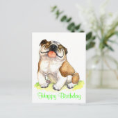 Happy Birthday Bulldog Puppy Groeten Briefkaart (Staand voorkant)