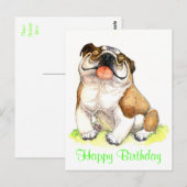 Happy Birthday Bulldog Puppy Groeten Briefkaart (Voorkant / Achterkant)