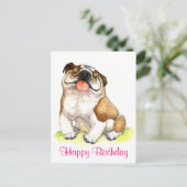 Happy Birthday Bulldog Puppy Groeten Briefkaart (Staand voorkant)