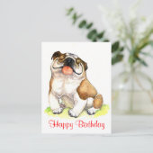 Happy Birthday Bulldog Puppy Groeten Briefkaart (Staand voorkant)