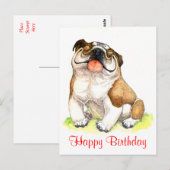 Happy Birthday Bulldog Puppy Groeten Briefkaart (Voorkant / Achterkant)