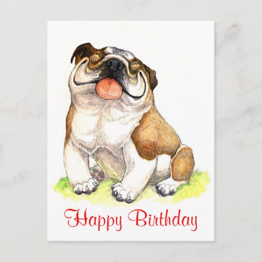 Happy Birthday Bulldog Puppy Groeten Briefkaart (Voorkant)