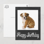 Happy Birthday Bulldog Puppy Krijtbord Briefkaart (Voorkant / Achterkant)