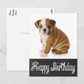 Happy Birthday Bulldog Puppy Krijtbord Briefkaart (Voorkant / Achterkant)