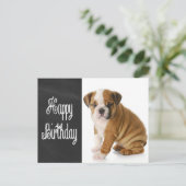 Happy Birthday Bulldog Puppy Krijtbord Briefkaart (Staand voorkant)