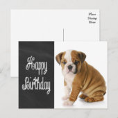 Happy Birthday Bulldog Puppy Krijtbord Briefkaart (Voorkant / Achterkant)
