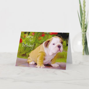 Happy Birthday Bulldog puppy kunst wenskaart Kaart