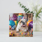 HAPPY BIRTHDAY BULLDOG WENSKAART FEESTDAGENKAART (Staand voorkant)