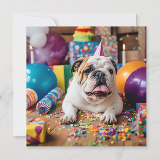 HAPPY BIRTHDAY BULLDOG WENSKAART FEESTDAGENKAART (Voorkant)