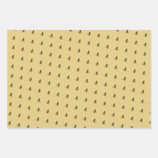 Happy Birthday Bumble Bees Set van 3 Inpakpapier Vel (Voorkant 2)