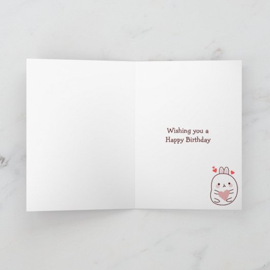 Happy Birthday Bunny Heart Kaart (Binnen)