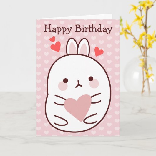 Happy Birthday Bunny Heart Kaart (Gele Bloem)