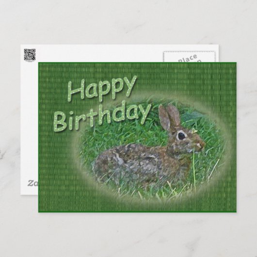 Happy Birthday Bunny Rabbit Cordining Items Briefkaart (Voorkant / Achterkant)