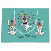 Happy Birthday Bunny Rabbits Kinder Cute Groot Cadeauzakje (Voorkant)