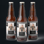 Happy Birthday Bunting Photo Collage 21st Birthday Bier Etiket<br><div class="desc">Dit trendy fotocollage ontwerp biedt ruimte voor drie foto's. U kunt de naam toevoegen van de persoon die zijn verjaardag viert,  evenals zijn leeftijd en verjaardagsdatum.</div>