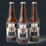 Happy Birthday Bunting Photo Collage 21st Birthday Bier Etiket<br><div class="desc">Dit trendy fotocollage ontwerp biedt ruimte voor drie foto's. U kunt de naam toevoegen van de persoon die zijn verjaardag viert,  evenals zijn leeftijd en verjaardagsdatum.</div>