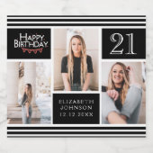 Happy Birthday Bunting Photo Collage 21st Birthday Bier Etiket (Enkel label)