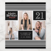 Happy Birthday Bunting Photo Collage 21st Birthday Wijn Etiket (Enkel label)