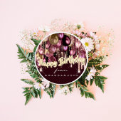 Happy Birthday Burgundy Drift Gold Balloon Marsala Ronde Sticker