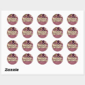 Happy Birthday Burgundy Drift Gold BALLOONS Roze Ronde Sticker (Vel)